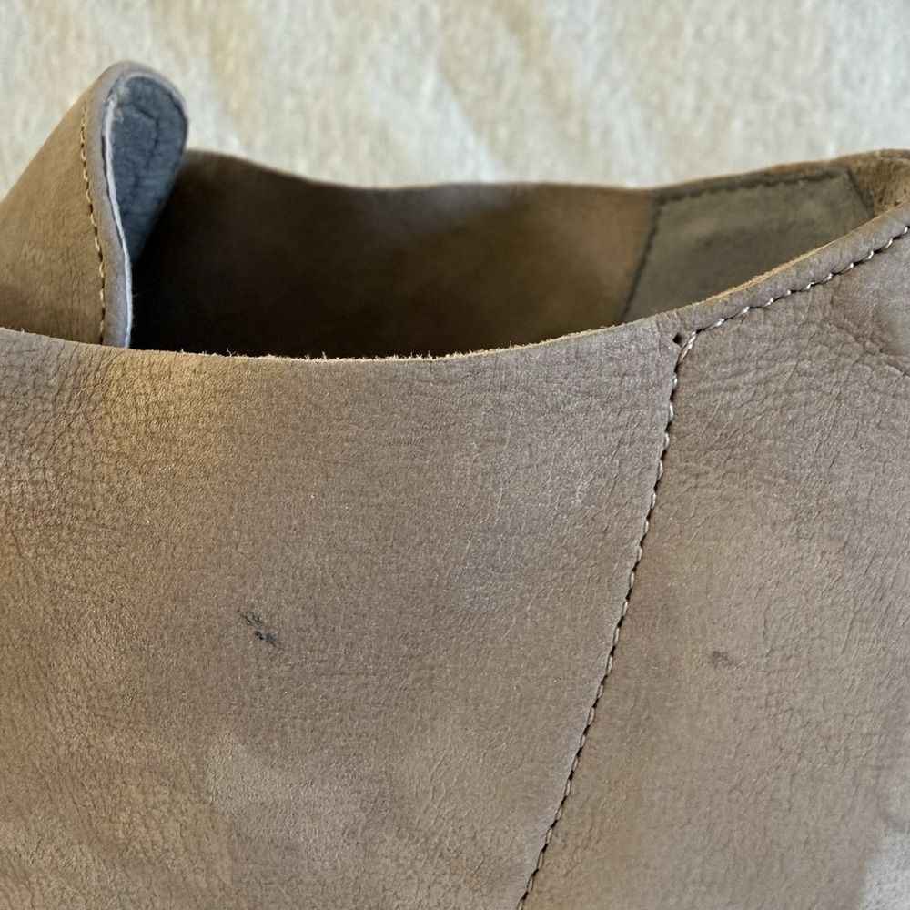 Eileen Fisher Women's Taupe Suede Crisscross Minimalist Ankle Booties 8.5 - Picture 8 of 12